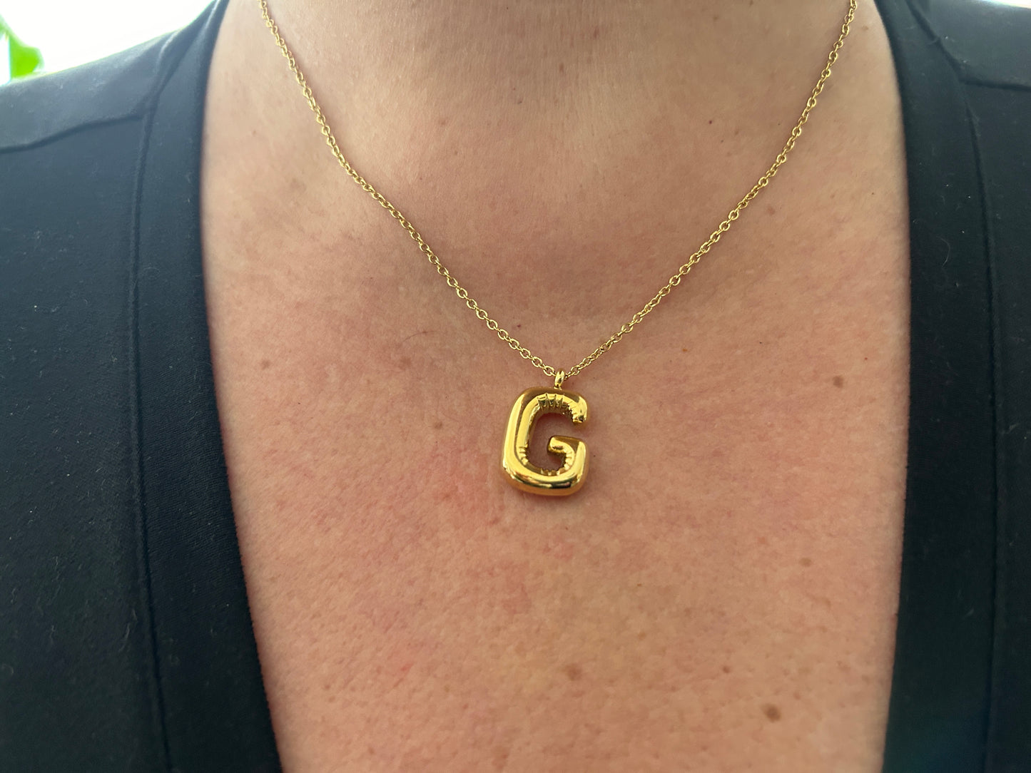 Puff Letter Initial Necklace