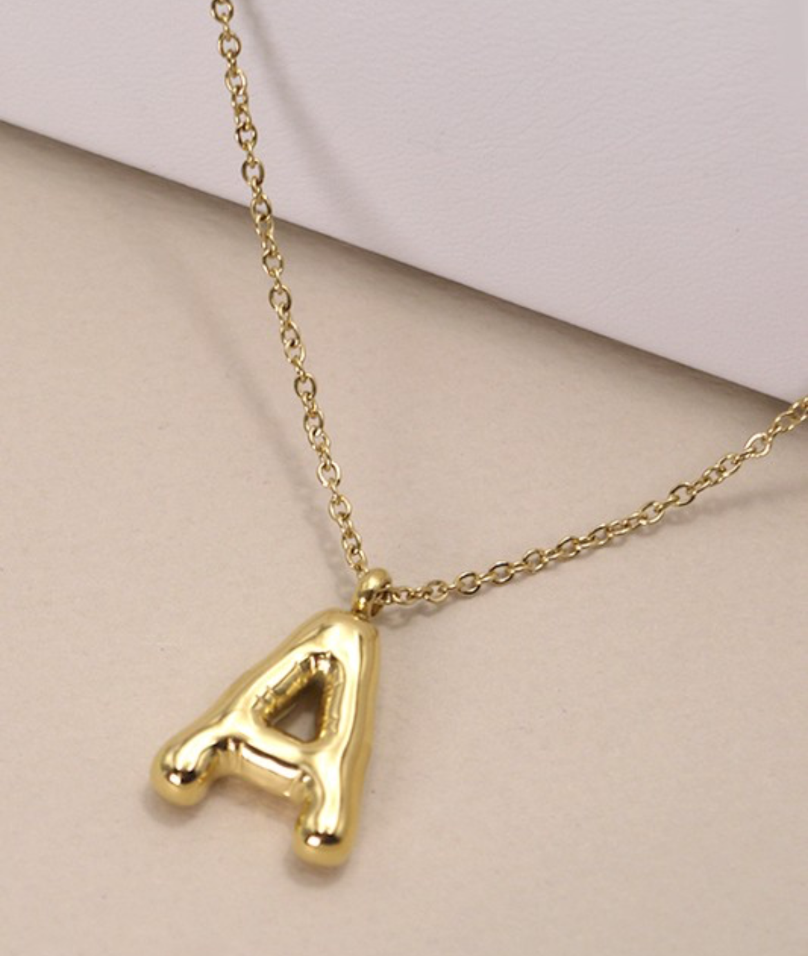 Puff Letter Initial Necklace