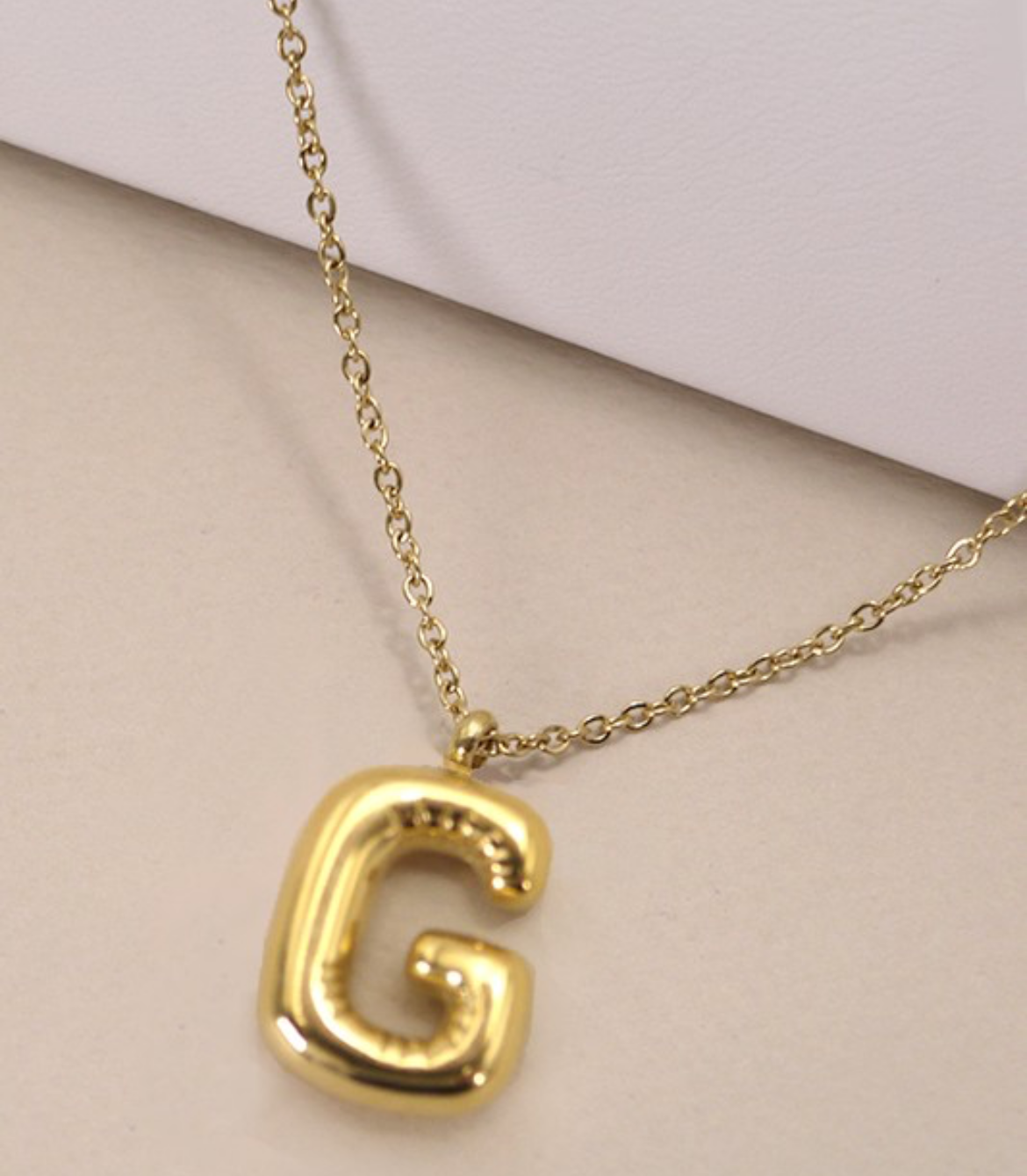 Puff Letter Initial Necklace