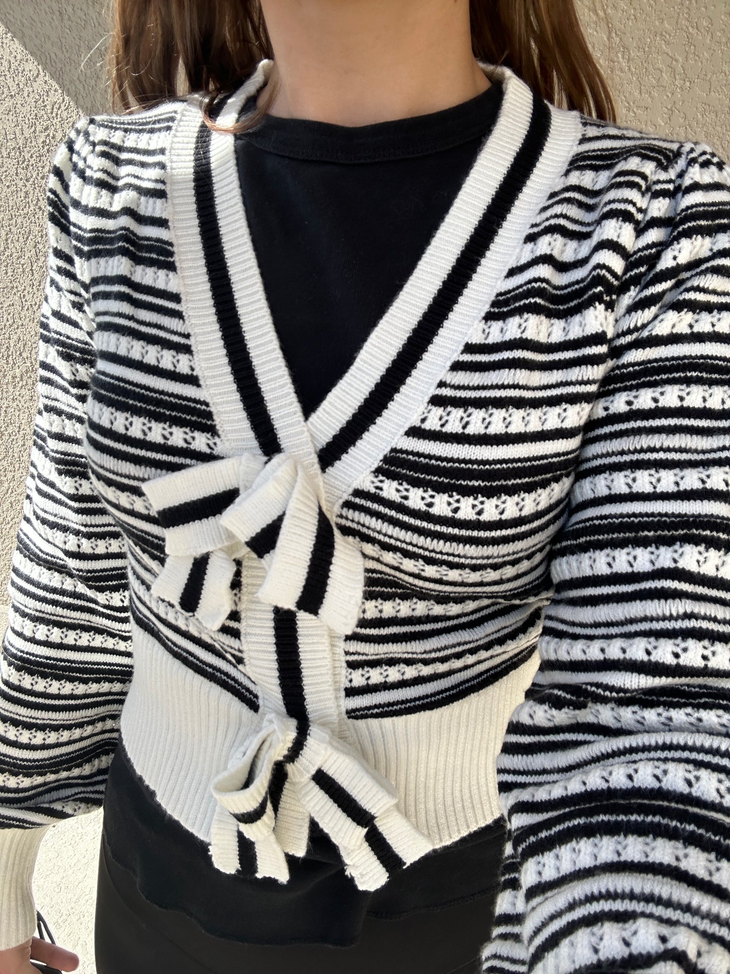 Bow & Stripe Snap Cardigan