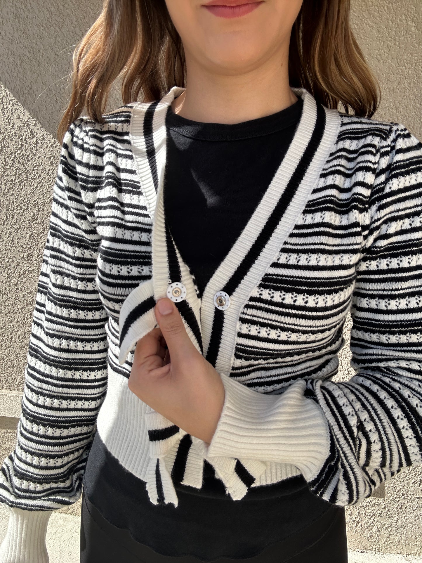 Bow & Stripe Snap Cardigan